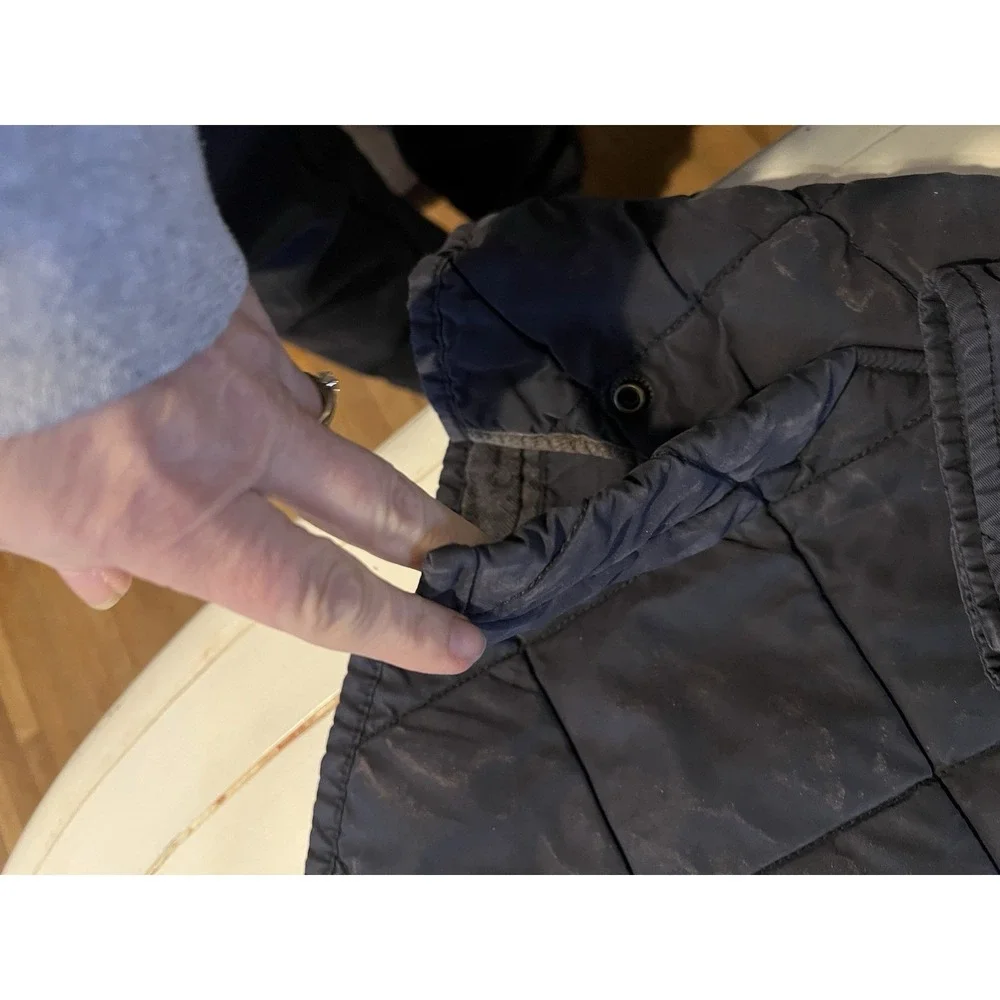J Crew Quilted Utility Field Jacket Mens Small Navy Diamond Quilt Snap Zip